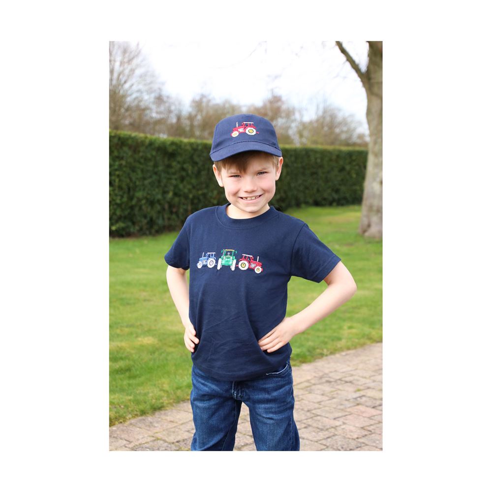 British Country Collection Three Tractors T-Shirt - Child (Navy)