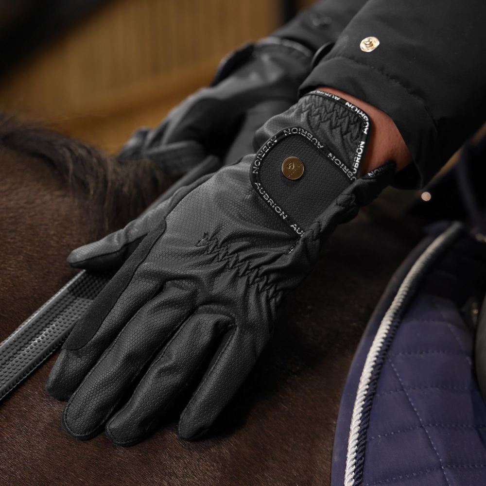 Shires Aubrion Stadium Adults Winter FlexFit Riding Gloves (Black)