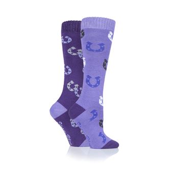 Storm Bloc Plumpton Ladies Horseshoe Mid Weight Socks Twin Pack (Purple/Lilac)