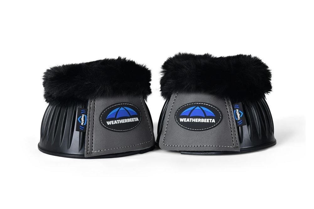 Weatherbeeta Tough-Tec Prime Fleece Trim Rubber Bell Boots (Black/Grey)