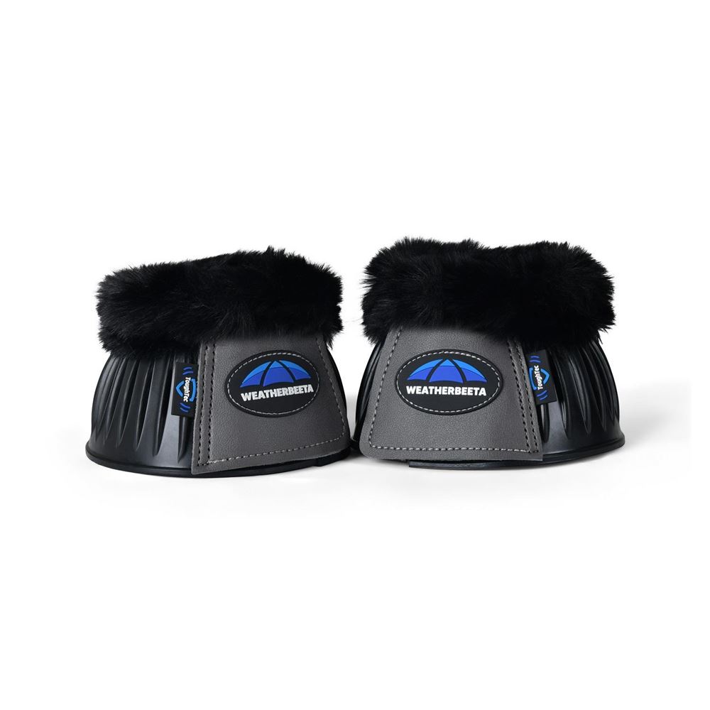 Weatherbeeta Tough-Tec Prime Fleece Trim Rubber Bell Boots (Black/Grey)