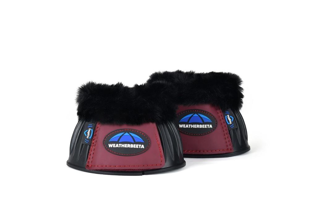 Weatherbeeta Tough-Tec Prime Fleece Trim Rubber Bell Boots (Black/Burgundy)