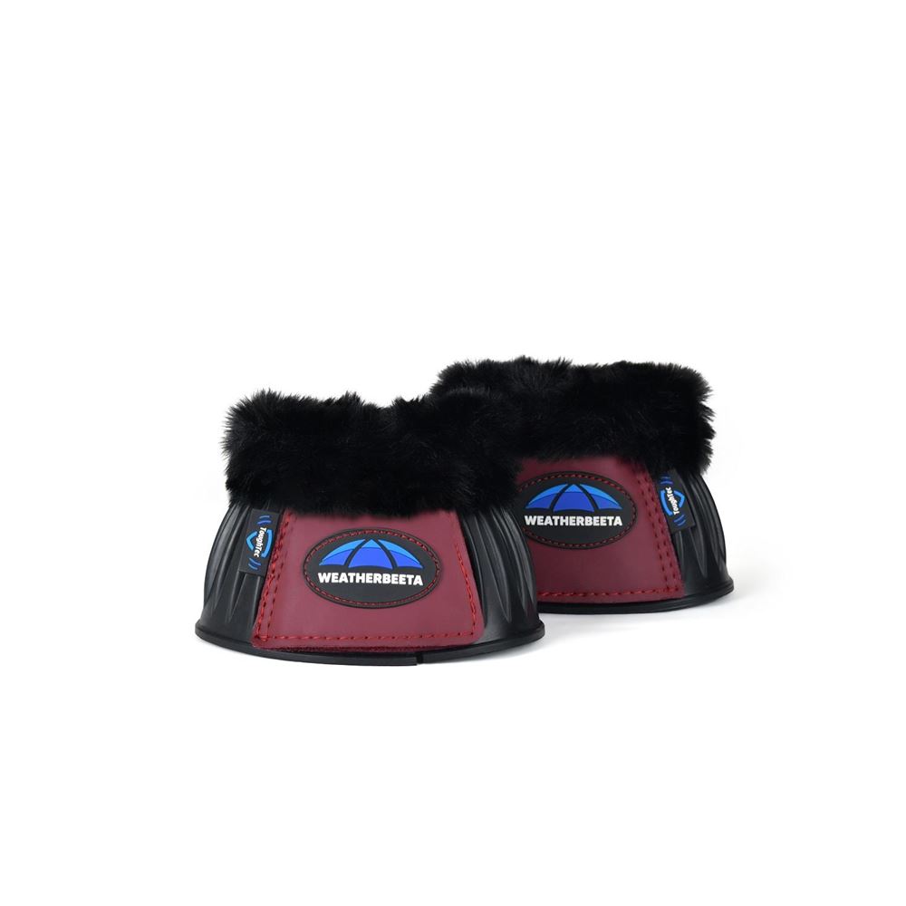 Weatherbeeta Tough-Tec Prime Fleece Trim Rubber Bell Boots (Black/Burgundy)