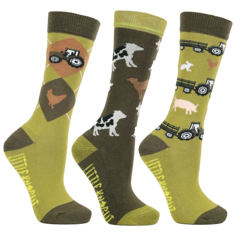 Farm Collection Socks by Little Knight - Pack of 3 (Olive Green)