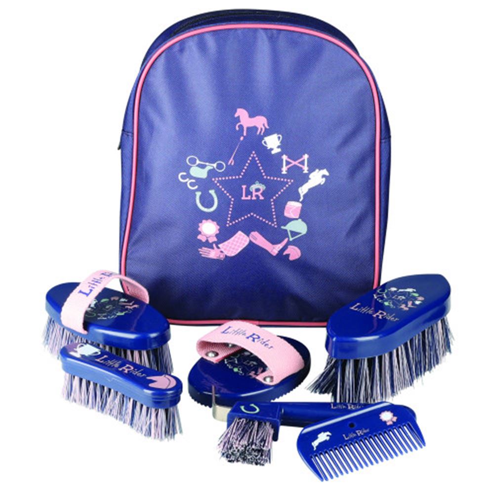 Pony Passion Complete Grooming Kit Rucksack by Little Rider (Navy/Blush)