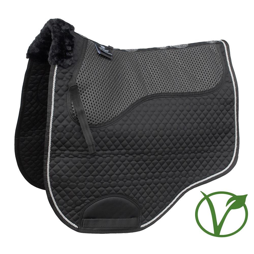 Rhinegold Non-Slip Gel Straighter Cut Saddle Cloth with Luxe Fur (Black)