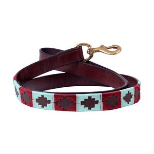 Benji & Flo Sublime Polo Leather Dog Lead (Aqua/Fig)