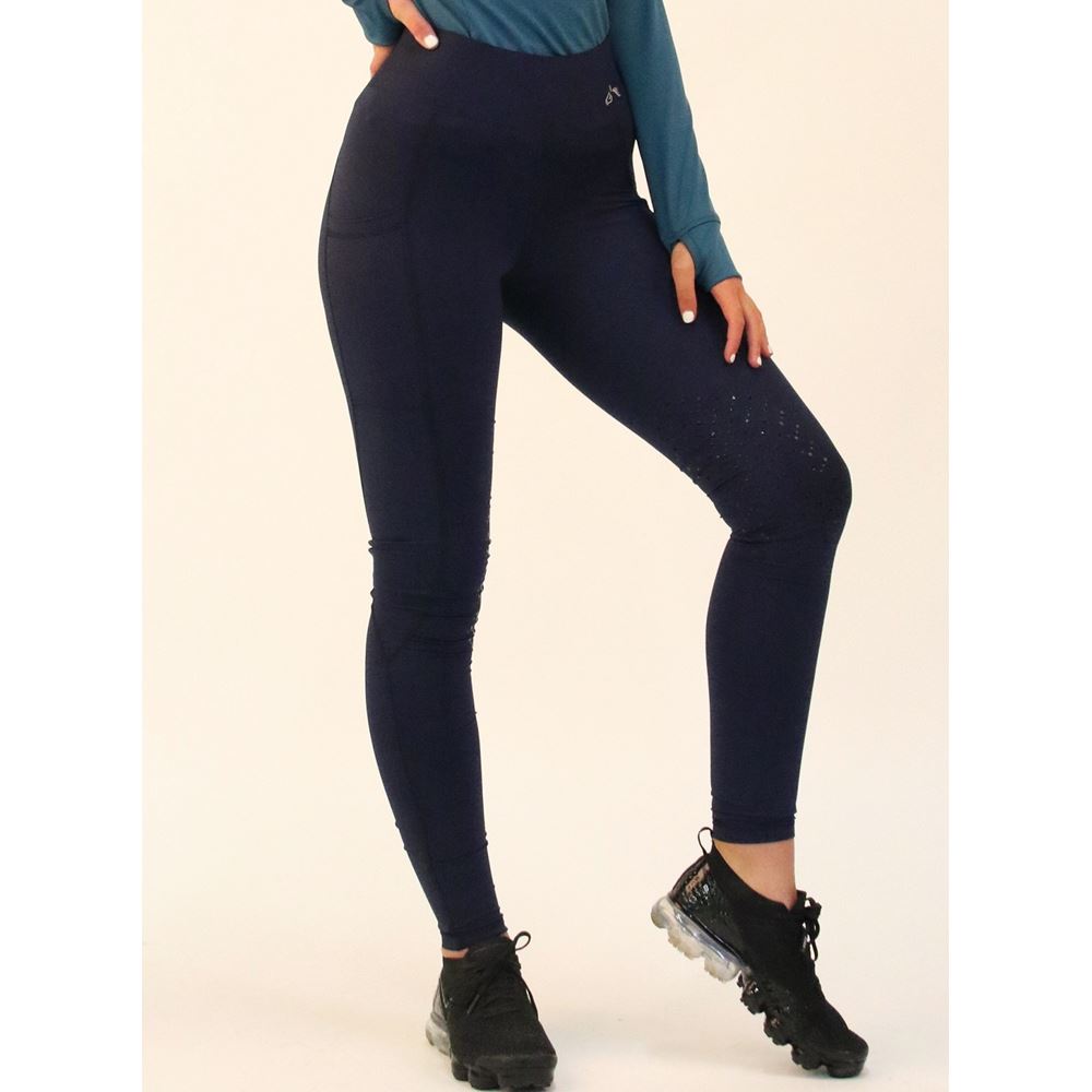 Gallop High-Waist Pocket Silicone Knee Tights (Navy)