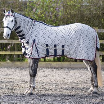 Hy Equestrian DefenceX Shield Guardian Evolution UV Combi Fly Rug with Mask (White/Purple)