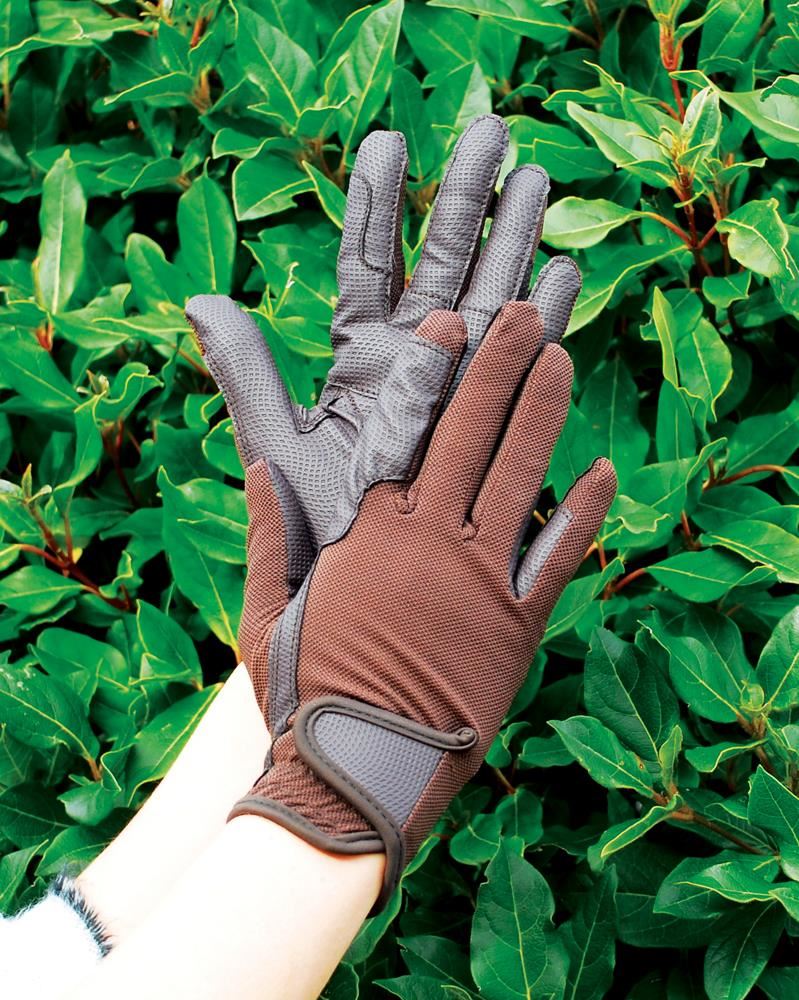 Rhinegold Super Stretch Mesh Back Riding Gloves (Brown)