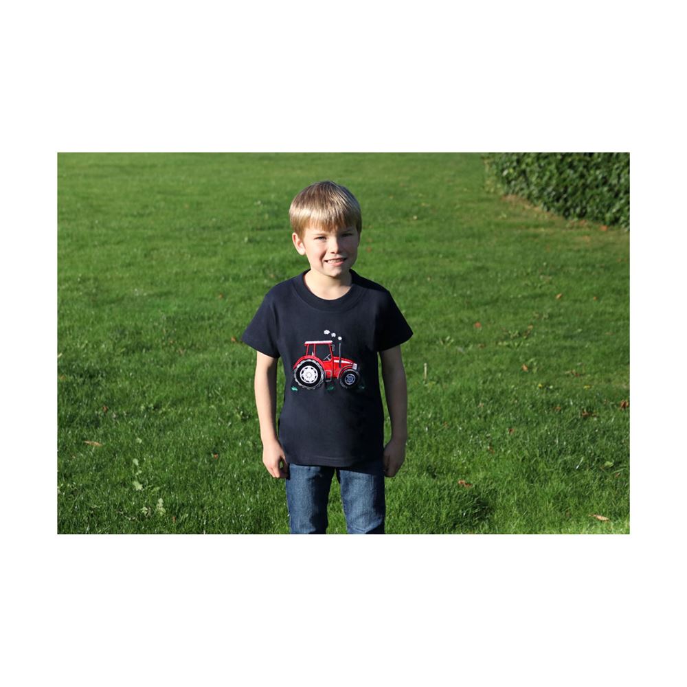 British Country Collection Big Red Tractor T-Shirt - Child (Navy)