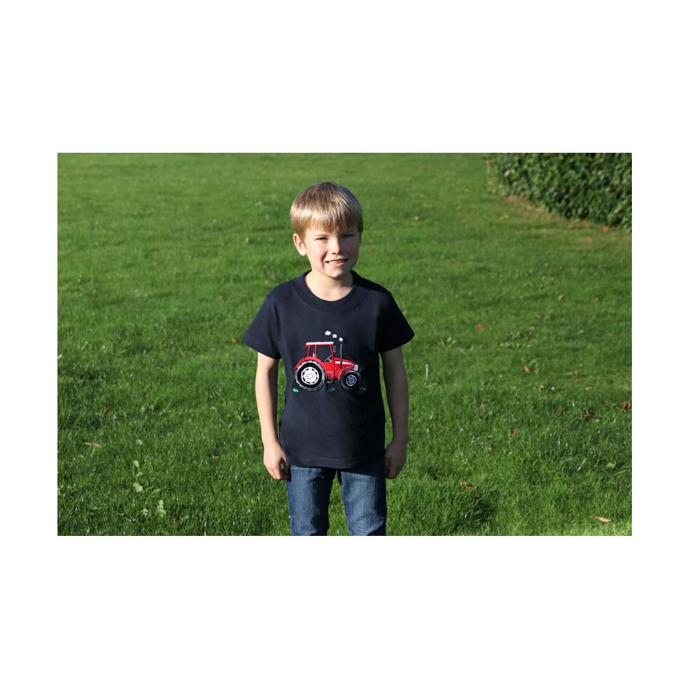 British Country Collection Big Red Tractor T-Shirt - Child (Navy)
