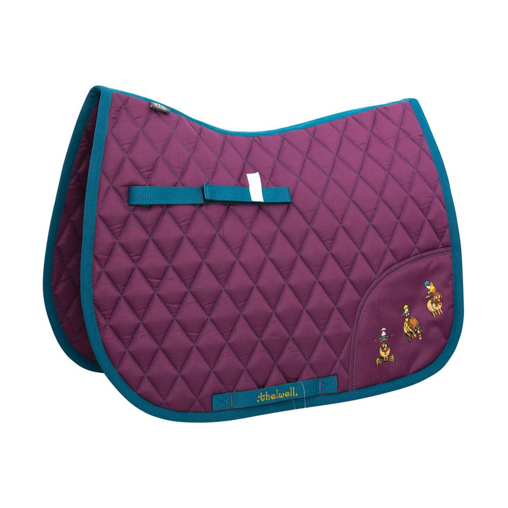 Hy Equestrian Thelwell Collection Pony Friends Saddle Pad (Imperial Purple/Pacific Blue)
