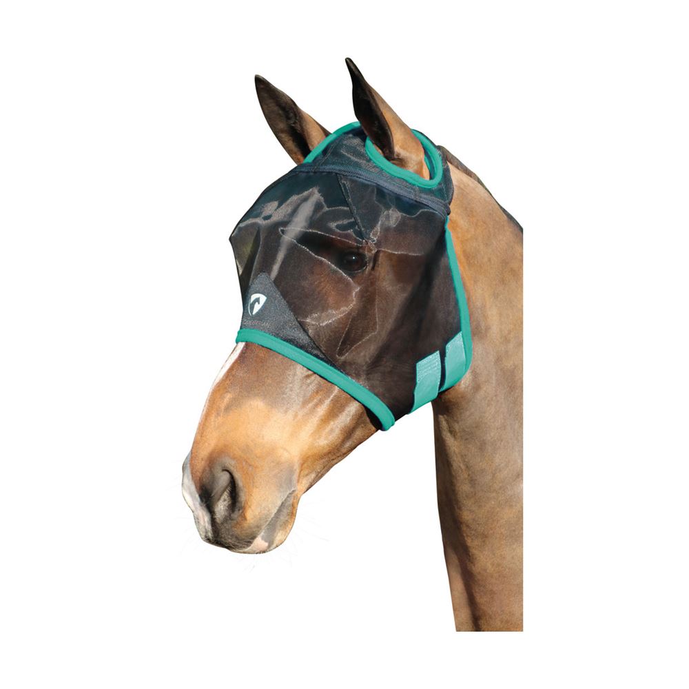Hy Equestrian Mesh Half Mask without Ears (Black/Teal)