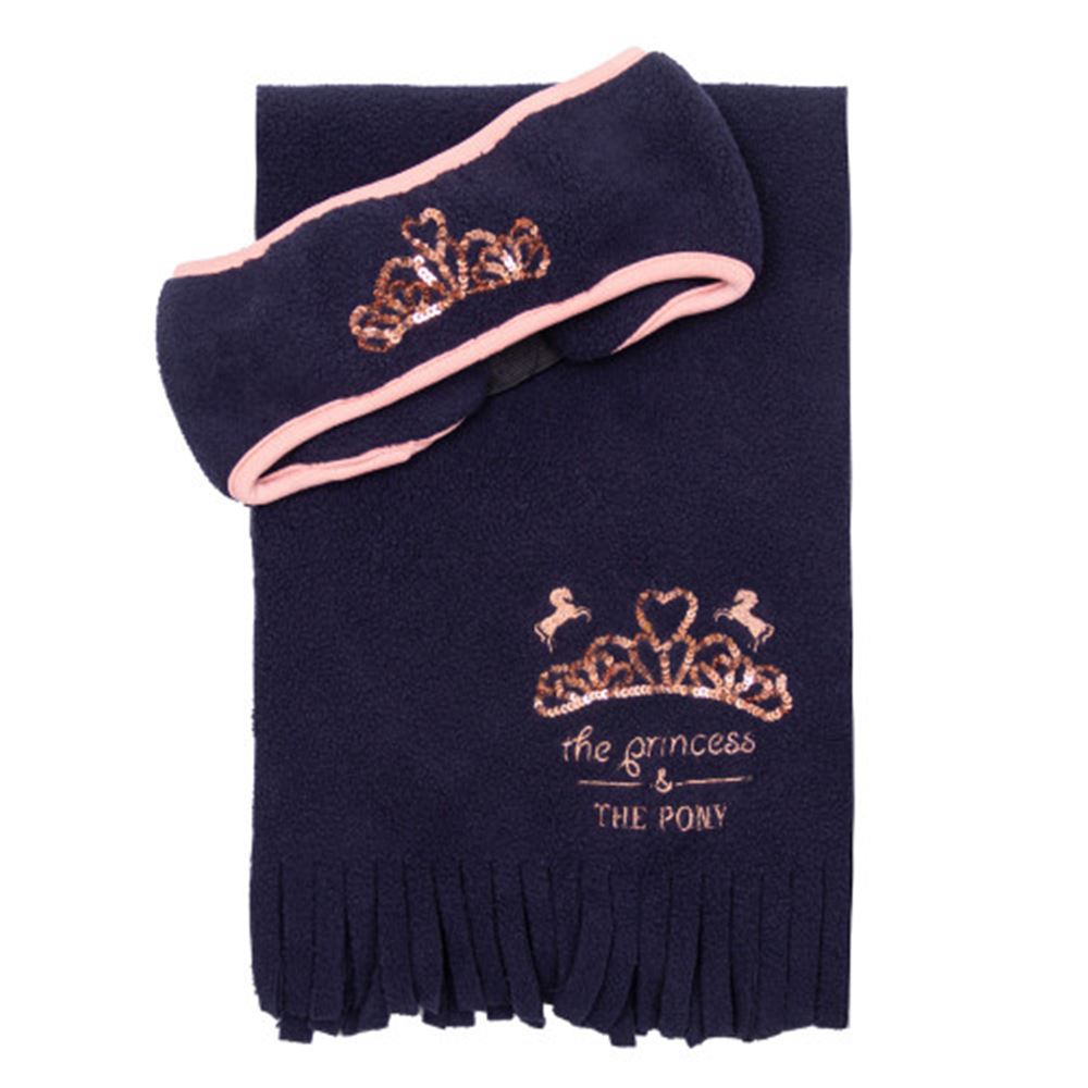 The Princess and the Pony Headband and Scarf Set by Little Rider (Navy/Peach)