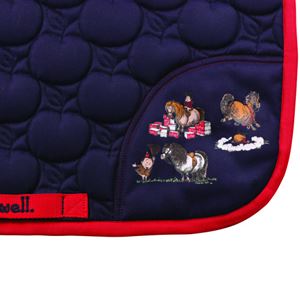 Hy Equestrian Thelwell Collection Practice Makes Perfect Saddle Pad (Navy/Red)