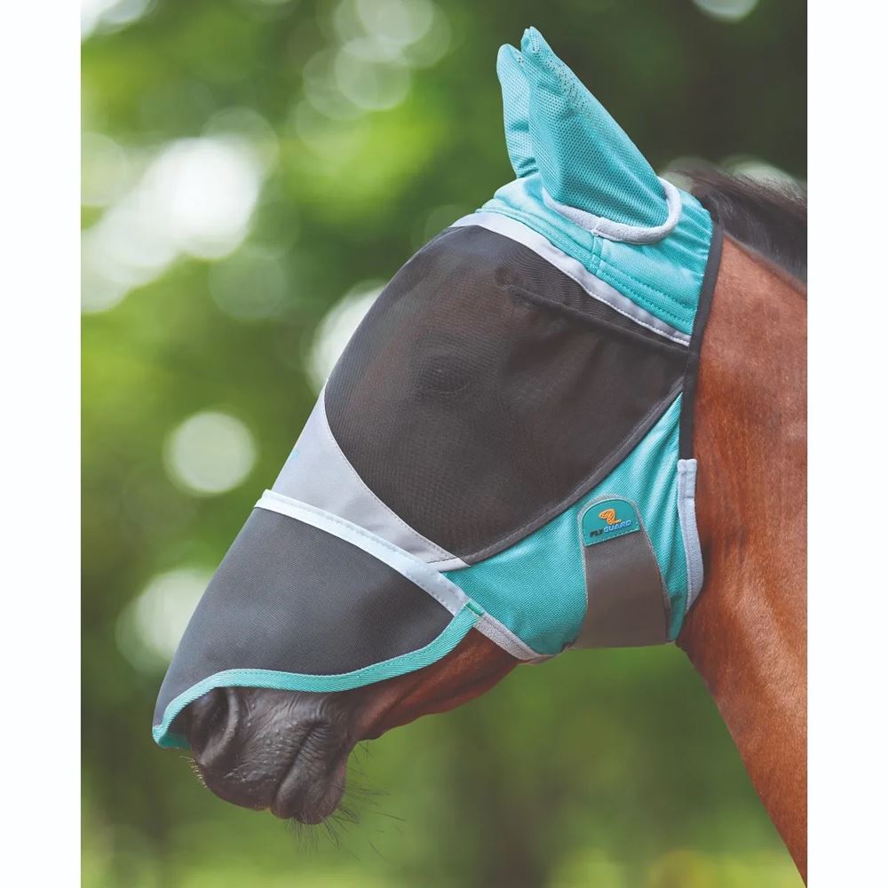 Shires Deluxe Fly Mask with Ears & Nose (Green)