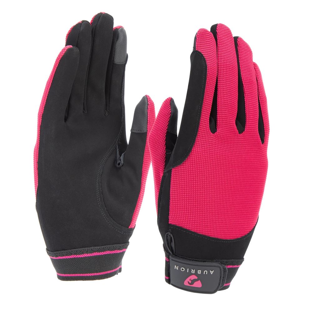 Shires Aubrion Stratos SportFit Adults Riding Gloves (Raspberry)