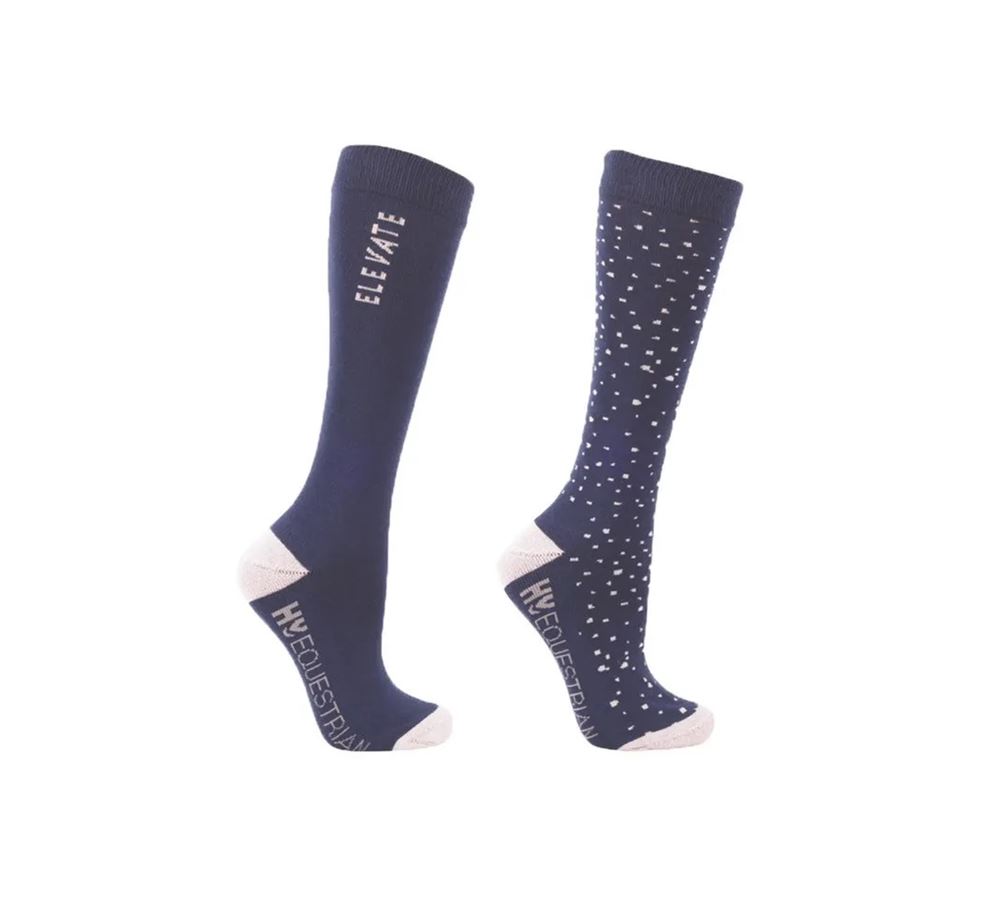 Hy Equestrian Elevate Allure Mizs Socks - Pack of 2 (Navy)