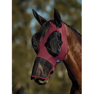 Weatherbeeta Comfitec Luxe Stretch Fly Mask with Ears & Nose (Burgundy/Black)