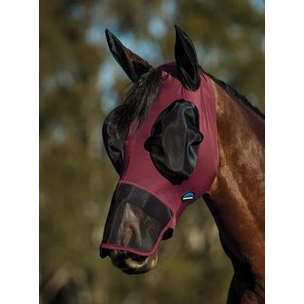 Weatherbeeta Comfitec Luxe Stretch Fly Mask with Ears & Nose (Burgundy/Black)