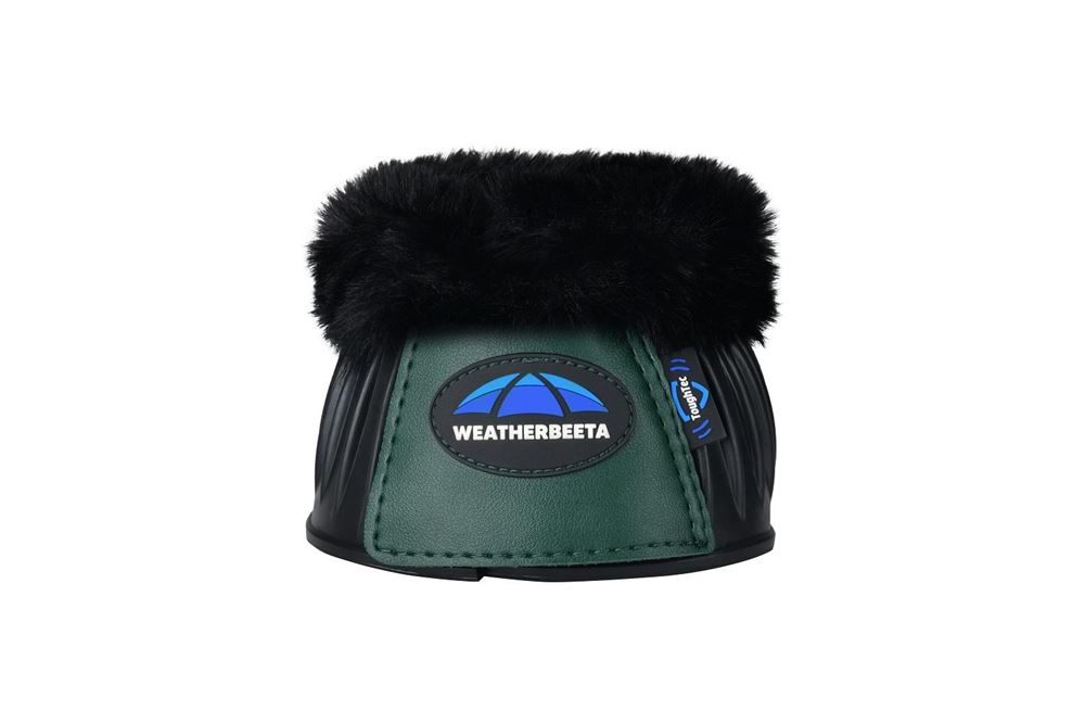 Weatherbeeta Tough-Tec Prime Fleece Trim Rubber Bell Boots (Black/Forest Green)