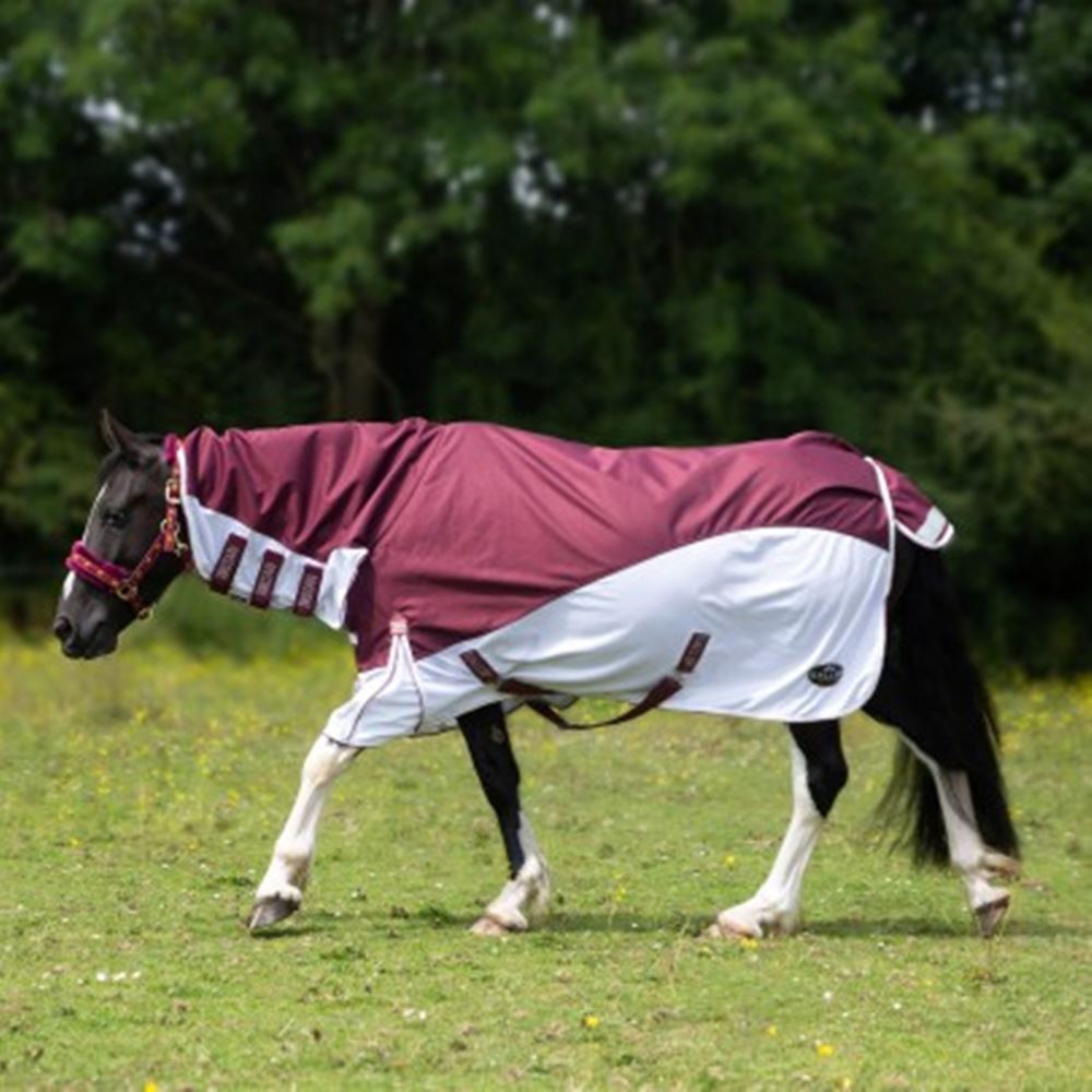 Gallop Trojan Xtra Fly Turnout Combo (Burgundy/Gold)