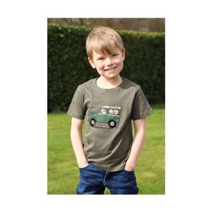 British Country Collection Offroader & Dogs T-Shirt - Child (Olive)