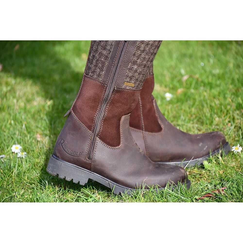Rhinegold Albany Tweed Mid Calf Country Boot (Brown/Brown Tweed)