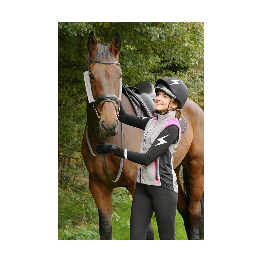 **pics** Hy Equestrian Silva Flash Lightweight Duo Reflective Gilet (Pink/Reflective Silver)