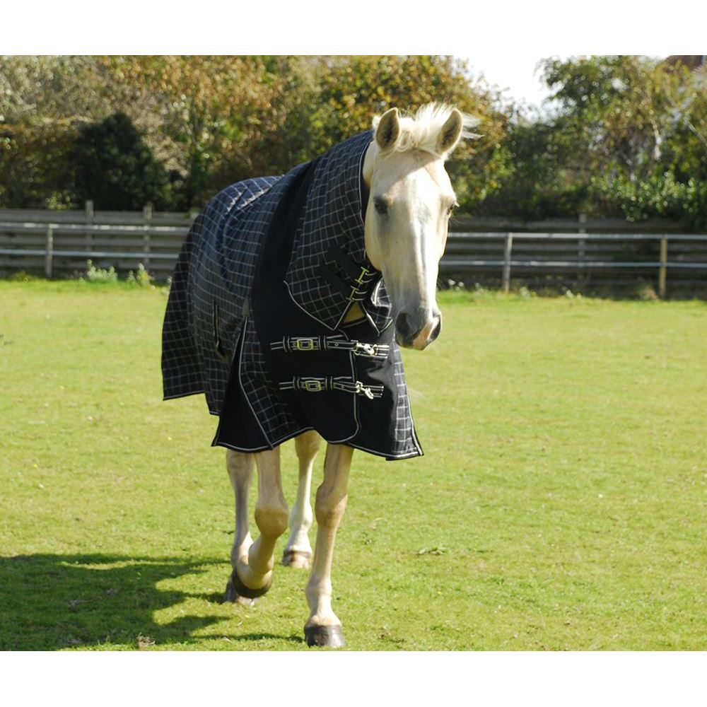 Rhinegold Elite Montpelier Full Neck Combo Outdoor Rug - 100g (Black/White Check)