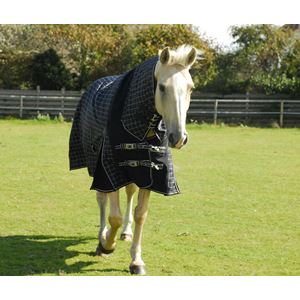 Rhinegold Elite Montpelier Full Neck Combo Outdoor Rug - 100g (Black/White Check)