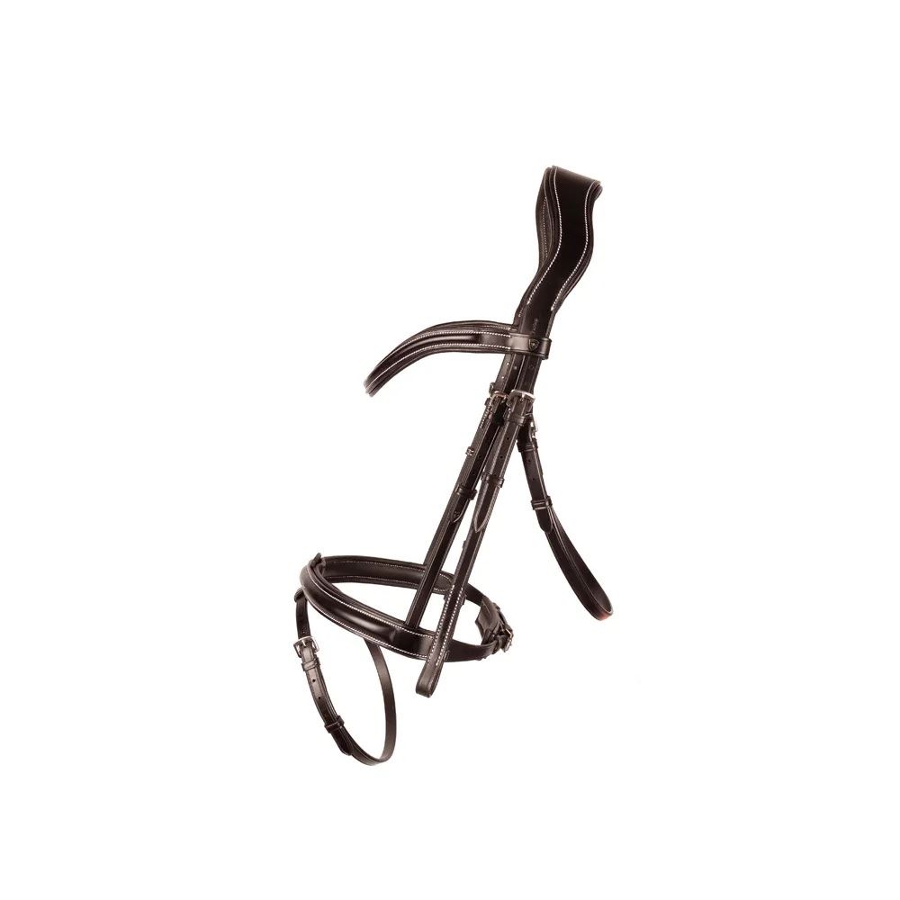 ProPresicce Pelle Raised Flash Leather Bridle by Hy Equestrian (Brown with Brass Hardware)