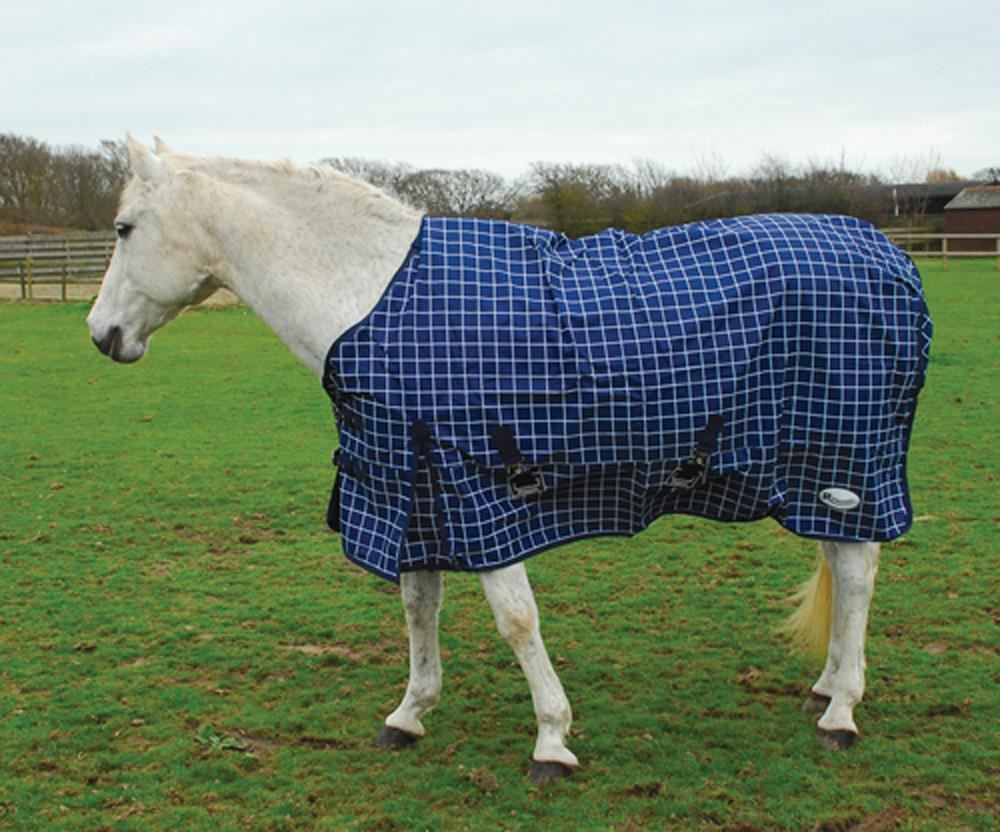 Rhinegold Atlanta Lightweight Fleece Lined Outdoor Rug - 0g (Navy Check)