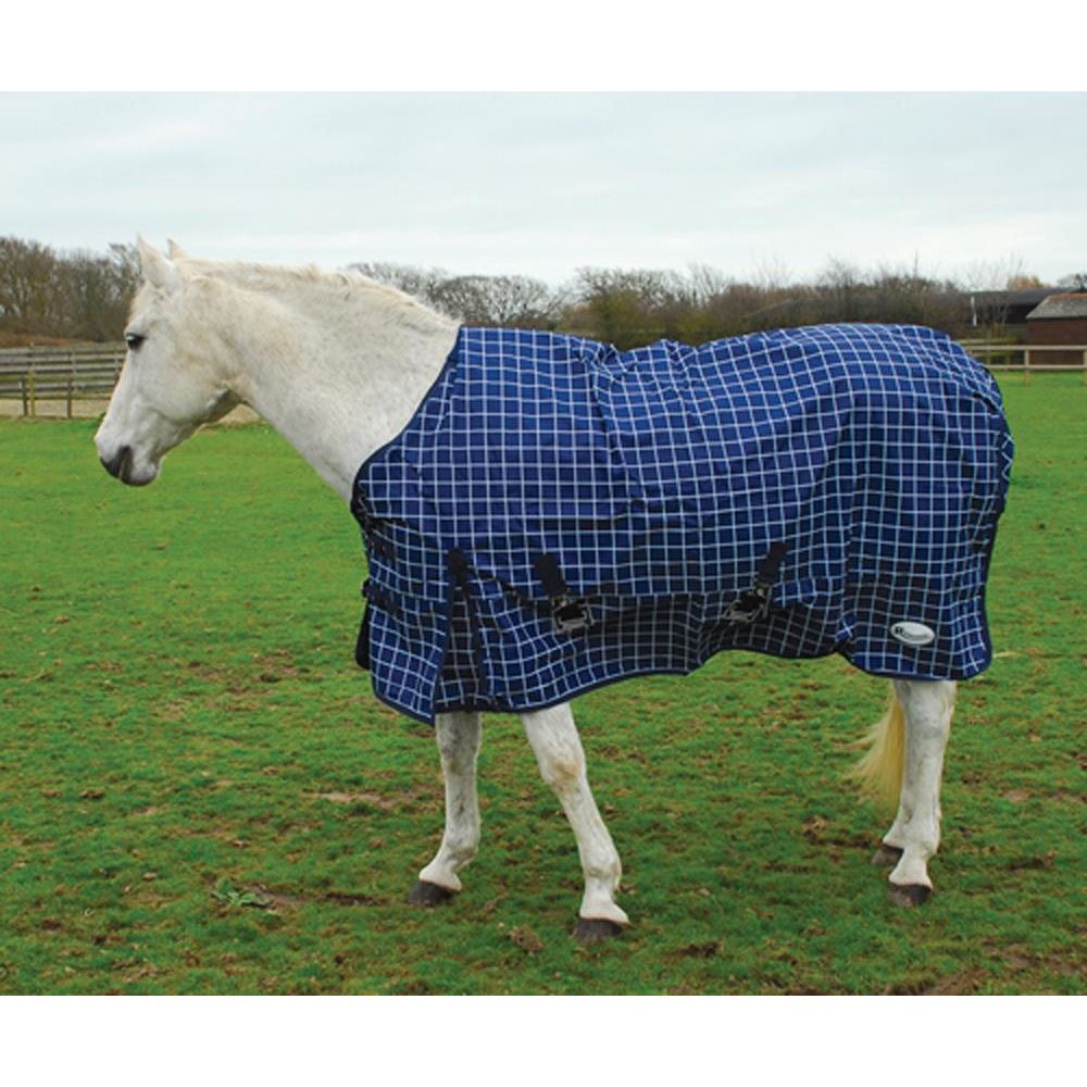 Rhinegold Atlanta Lightweight Fleece Lined Outdoor Rug - 0g (Navy Check)