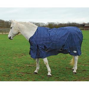 Rhinegold Atlanta Lightweight Fleece Lined Outdoor Rug - 0g (Navy Check)