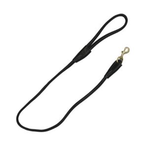 Benji & Flo Superior Rolled Leather Dog Lead (Black/Brass)
