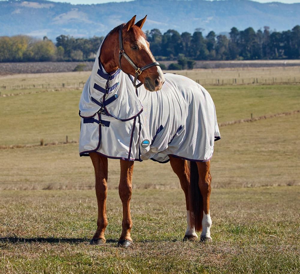 Weatherbeeta Comfitec Airflow Fly Sheet Detach-A-Neck (Grey/Navy/Burgundy)