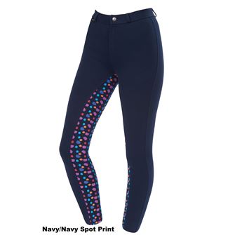 Saxon Warm Up Cotton Euro Seat Child's Jodhpurs II (Navy/Navy Spot) *Clearance*