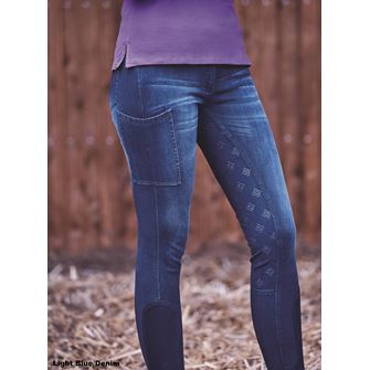 Dublin Shona Full Grip Silicone Print Denim Breeches (Light Blue Denim)