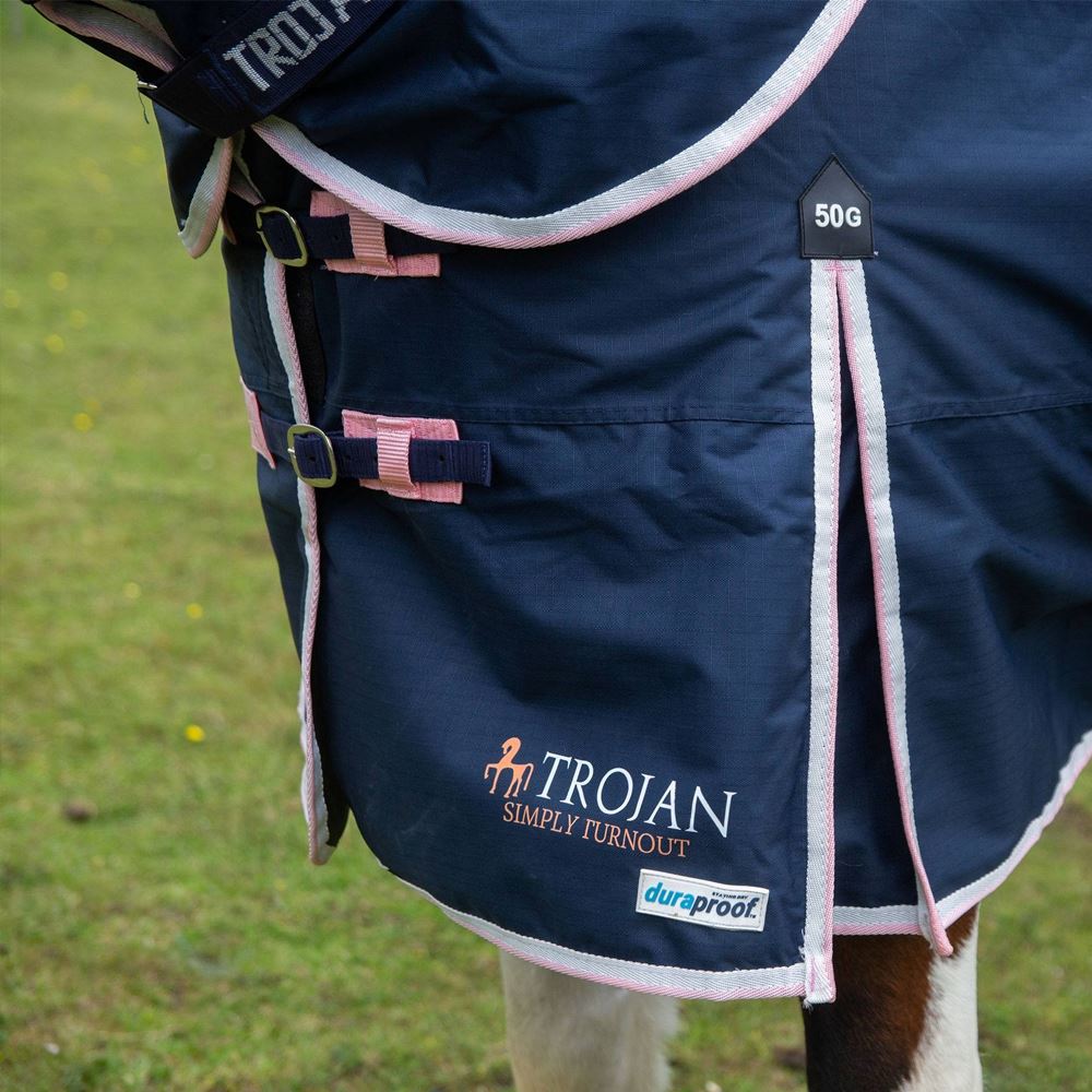 Gallop Trojan DURAPROOF 50 Turnout Combo (Navy/Pink)
