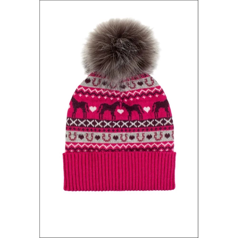 Platinum Adults Malmo Fairisle Pom Hat (Pink)