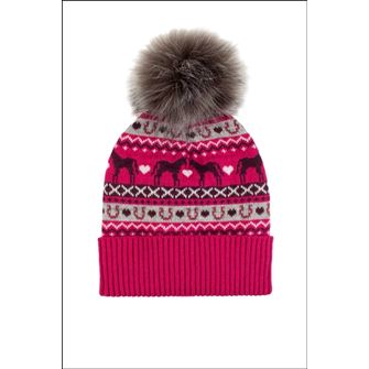 Platinum Adults Malmo Fairisle Pom Beanie Hat (Pink) *Special Offer*