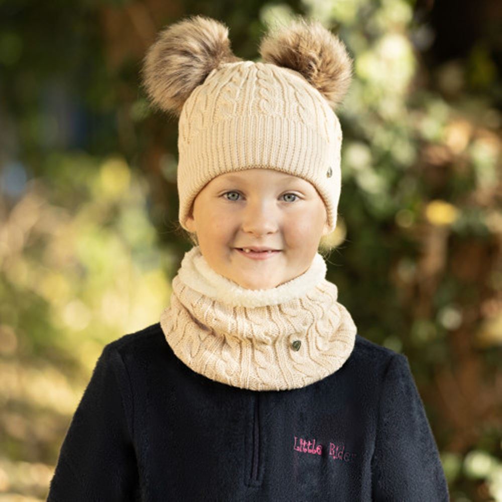 Hy Equestrian Morzine Children's Bobble Hat (Beige)