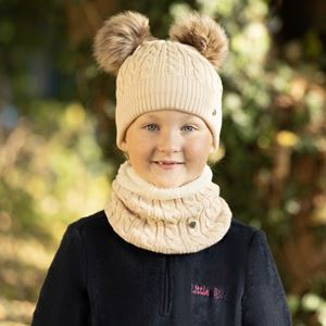 Hy Equestrian Morzine Children's Bobble Hat (Beige)