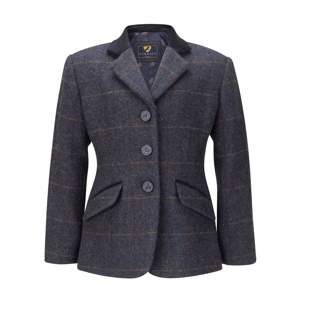 Shires Aubrion Saratoga Jacket - Young Rider (Juniper Navy Check)