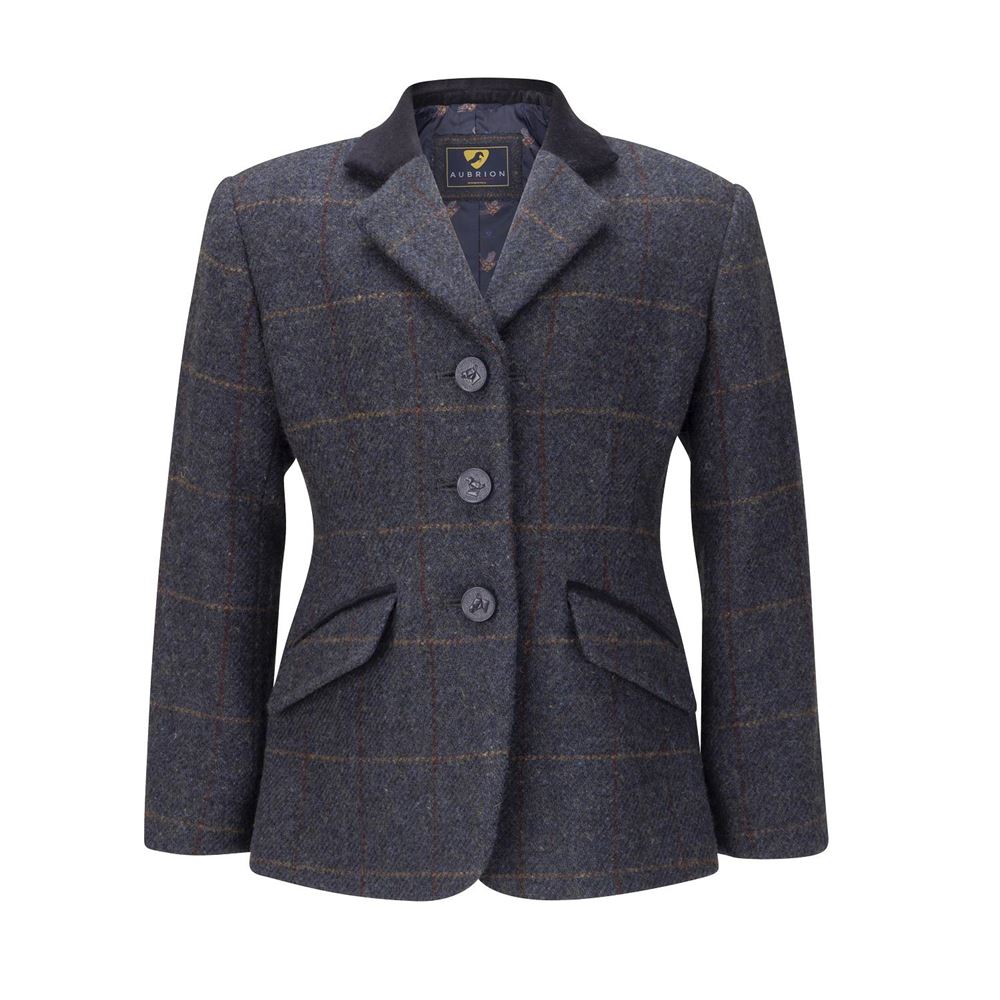 Shires Aubrion Saratoga Jacket - Young Rider (Juniper Navy Check)