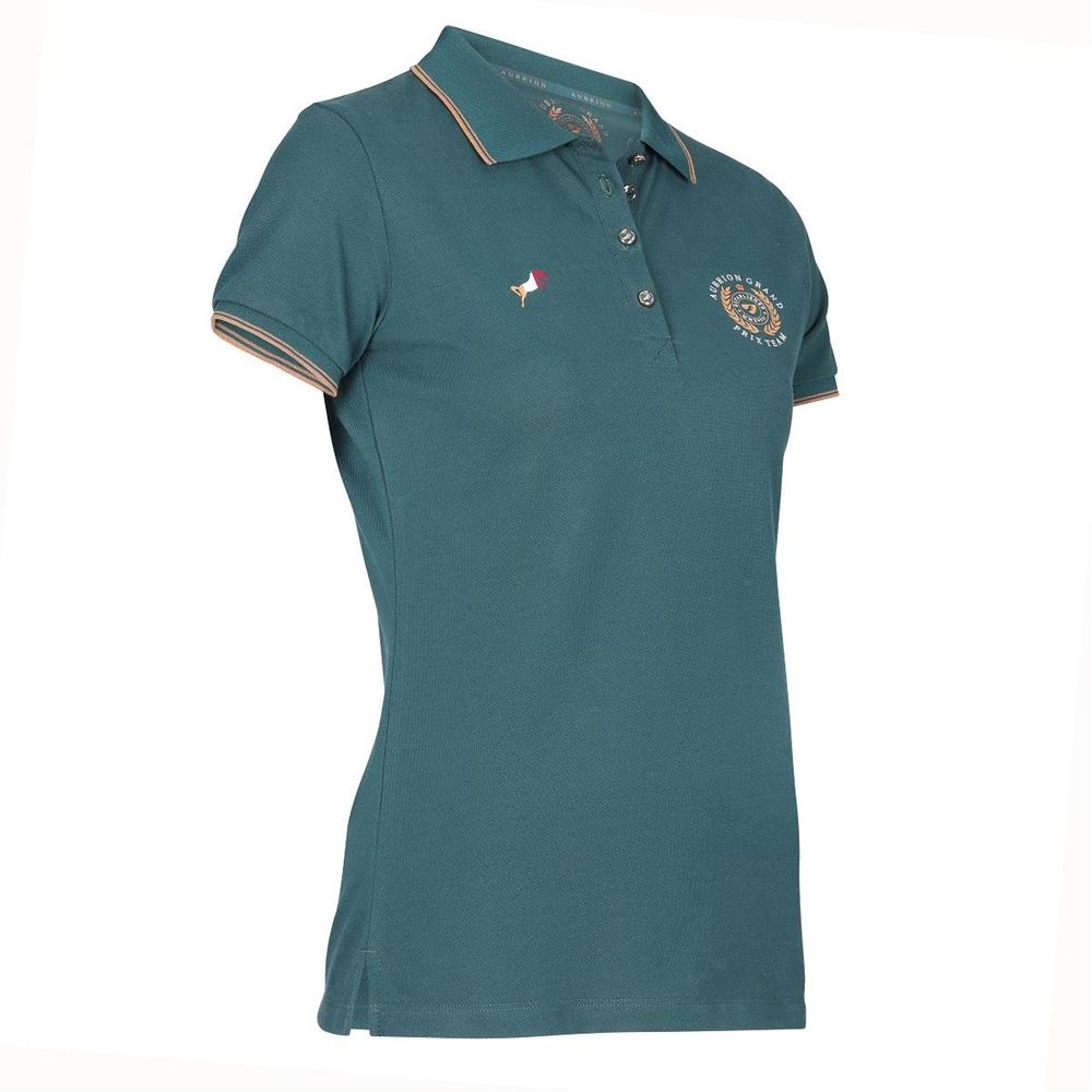 Shires Aubrion Poise Tech Polo - Young Rider (Green)