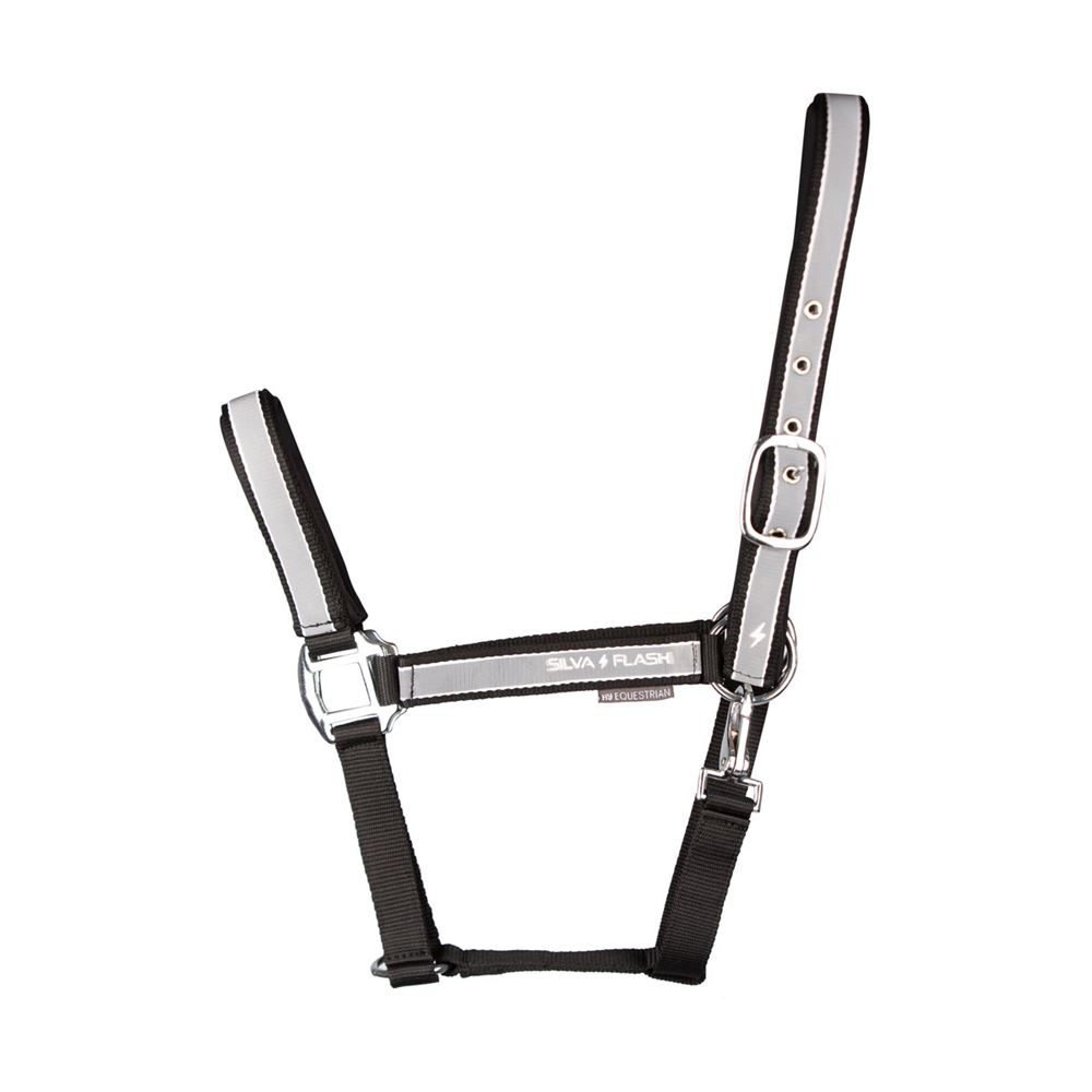 Hy Equestrian Silva Flash Head Collar (Black/Reflective Silver)