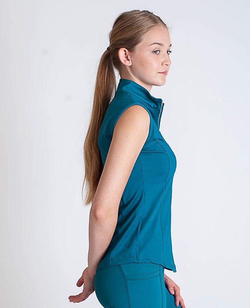 Gallop Sleeveless Zipped Neck Base-Layer (Peacock)